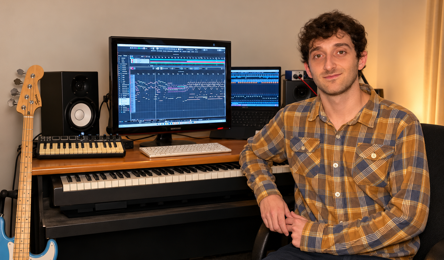 Yuval Maizel in his music studio